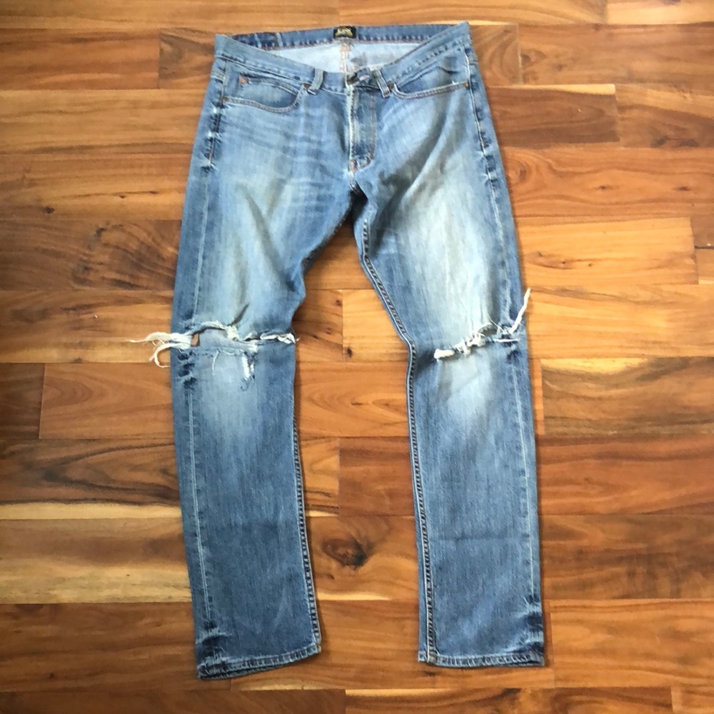 Lee Jeans Slim distressed denim.